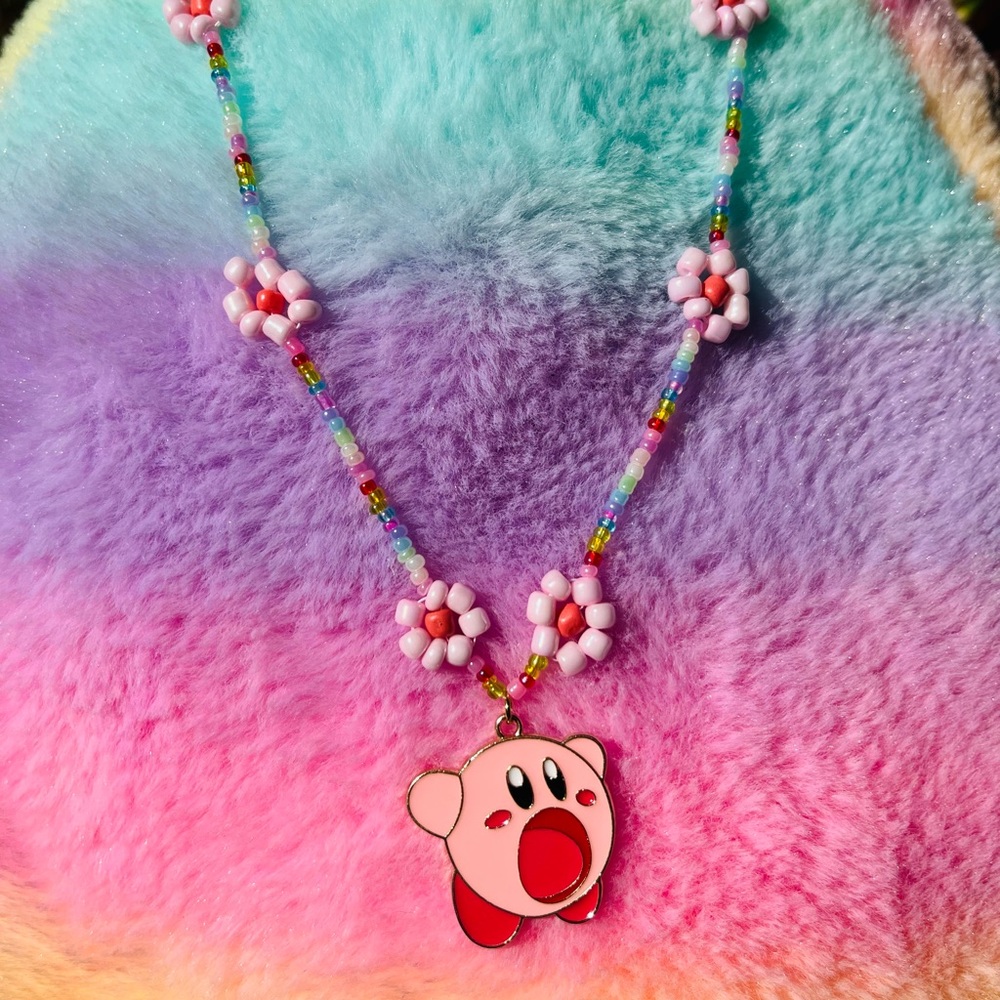 Kirby pendant hand beaded necklaces